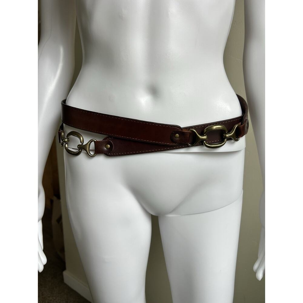 Vintage Gina Firenze XL Genuine Leather Horsebit Belt Brown Equestrian - Picture 12 of 12